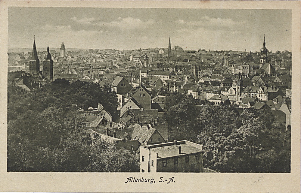 Historische Postkarte Stadtansicht auf Altenburg